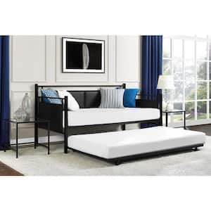 Andria Black Metal and Upholstered Daybed and Trundle