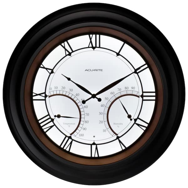 AcuRite 24 in. LED-Illuminated Outdoor Wall Clock with Thermometer