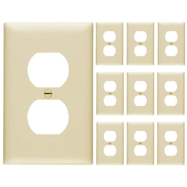 Legrand Pass and Seymour 1-Gang 1-Duplex Outlet Unbreakable Wall Plate, Ivory (10-Pack)