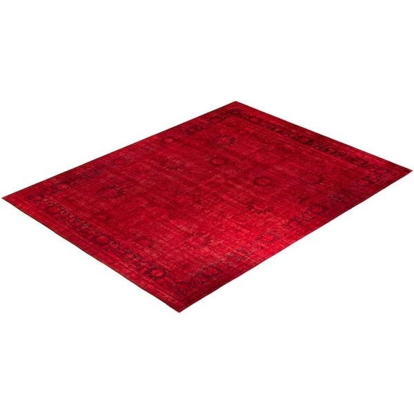 Overdyed Red 12 ft. x 15 ft. Solid Wool Indoor Area Rug