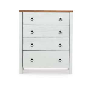 Marritt Rustic Oak and Distressed White Chest 4-Drawers 31 in. x 35 in. x 15 in.