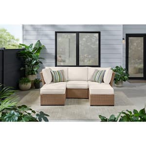 Salisbury 5-Piece Outdoor Sectional with Espresso Frame Finish and Almond Biscotti Cushions
