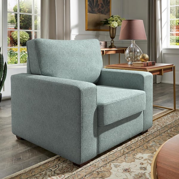 Sea Mist Green Fabric Upholstered Square Arm Sofa