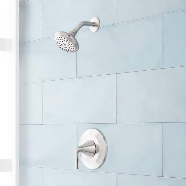 SIGNATURE HARDWARE Provincetown Single Handle 3-Spray Shower Faucet 1.8 GPM with No Additional Features in. Brushed Nickel