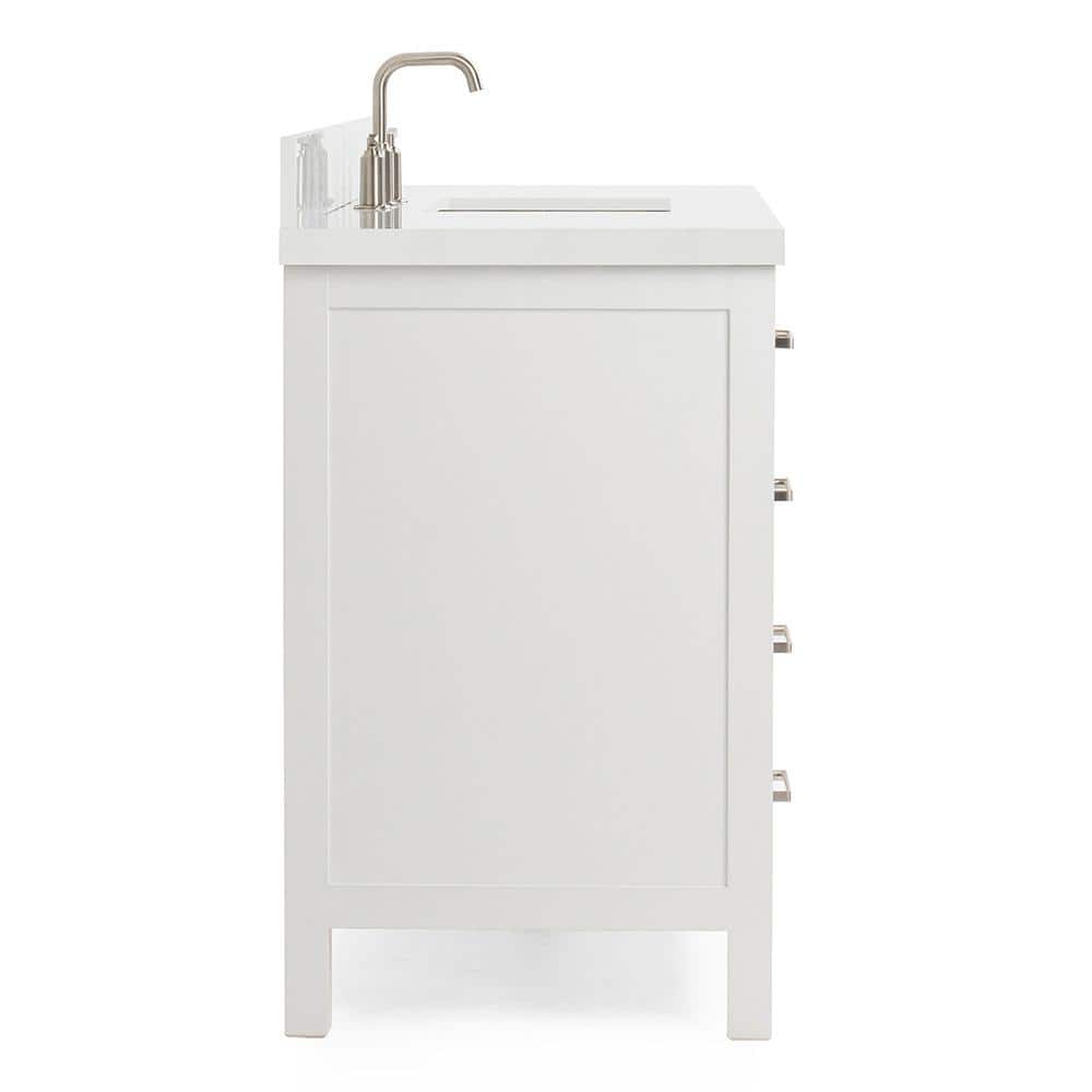 Cambridge 55" White Single Basin Vanity with Quartz Countertop