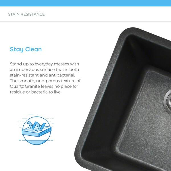 Basket Strainer MR Direct 824-ST-BSKT Slate 824 D-Shaped Single Bowl Quartz Kitchen Sink