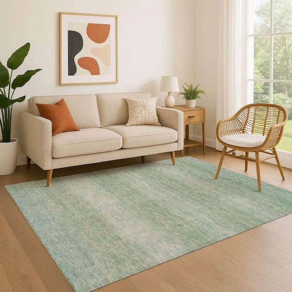 Mayfield Premium Machine Washable Abstract AMF1733 Aqua 9 ft. x 12 ft. Area Rug