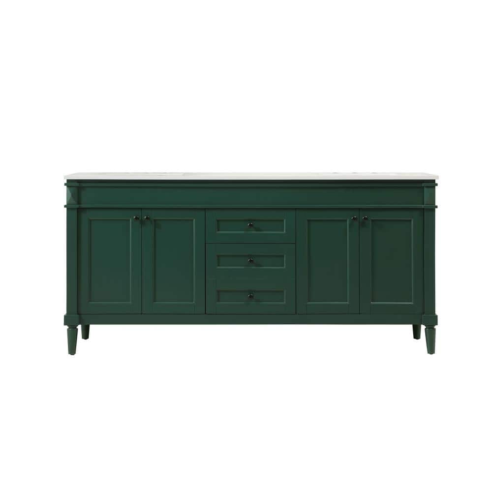 Simply Living 72 in. W x 21 in. D x 35 in. H Bath Vanity in Green with Ivor