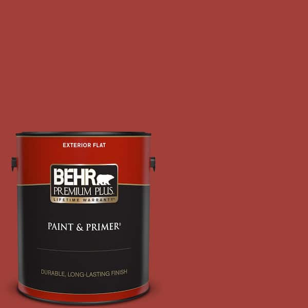 BEHR PREMIUM PLUS 1 gal. #PPU2-16 Fire Cracker Flat Exterior Paint & Primer