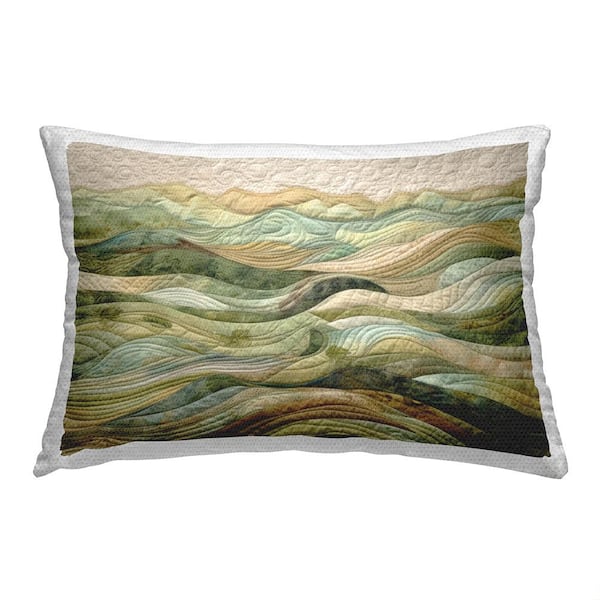 Green Rolling Hills Green Rectangular Outdoor Throw Pillow