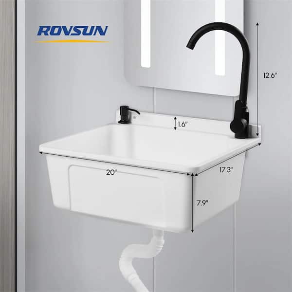 Karl home 17.5 in. Wall Mount Laundry Utility Sink with Faucet in White
