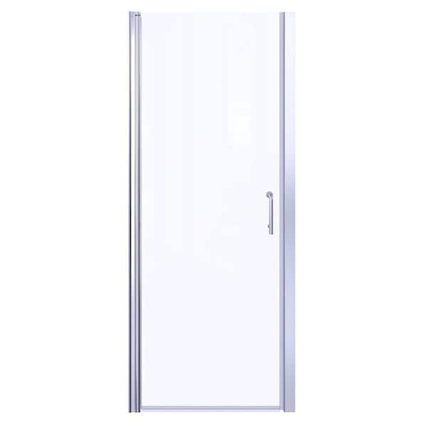32 to 33 - 1/4 in. W x 72 in. H Pivot Swing Frameless Shower Door in Chrome with Clear Glass