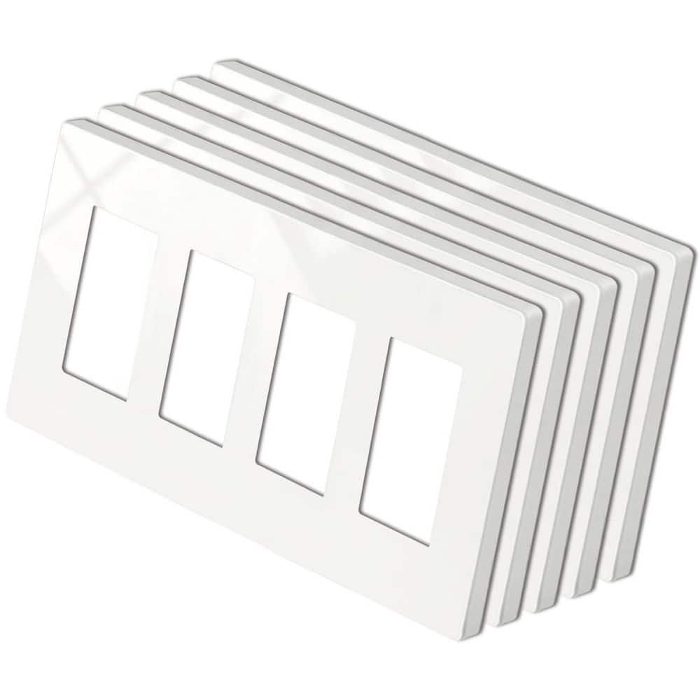 "5 Pack 4.69"" x 8.35"" 4-Gang USWP4 Off White Series Screwless Blank Plate Plastic Wall Plate for Light Switch Dimmer USB" price history on PriceWatchPro