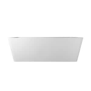 67 in. x 31.5 in. Solid Surface Freestanding Soaking Bathtub with Center Drain in Matte White
