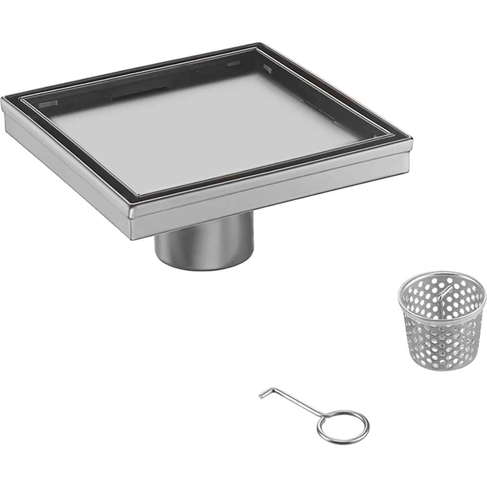 4 in. Square Stainless Steel Shower Drain Tile Insert