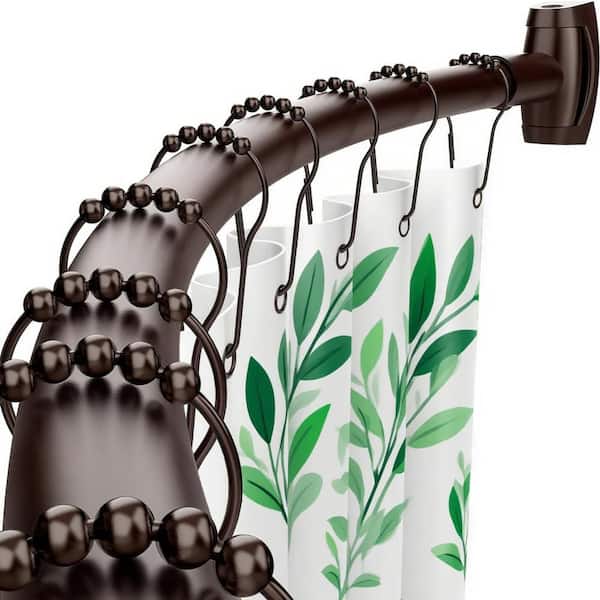 40-72 in. Adjustable Curved Shower Curtain Rod in Bronze, Aluminum Rustproof Round Shower Curtain Rod for Bathroom