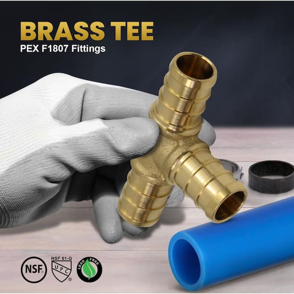 10 Raccordi A T In Ottone Per PEX 1/2 X 3/4 X 1/2 - XFITTING, Senza Piombo - Foto 4