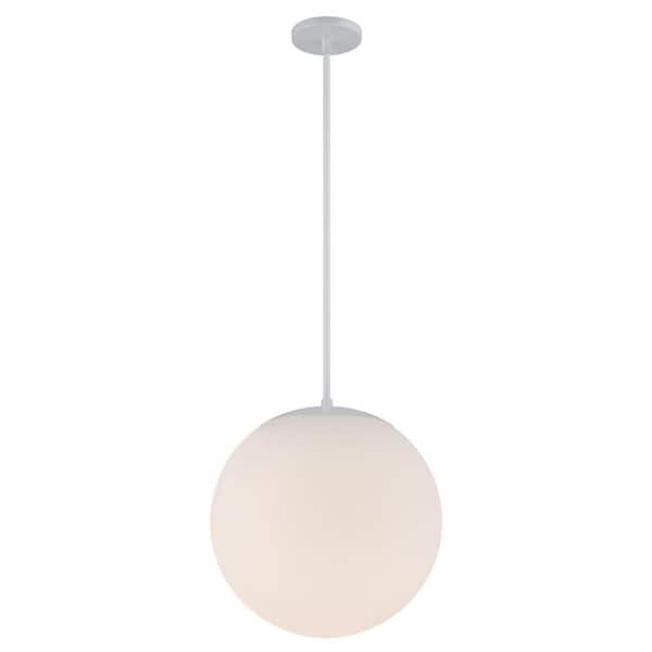 WAC Lighting Niveous 13 in. 120-Watt Equivalent Integrated LED White Pendant with Glass Shade