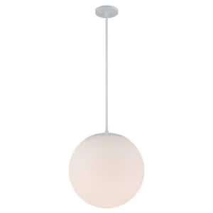 Niveous 13 in. 120-Watt Equivalent Integrated LED White Pendant with Glass Shade