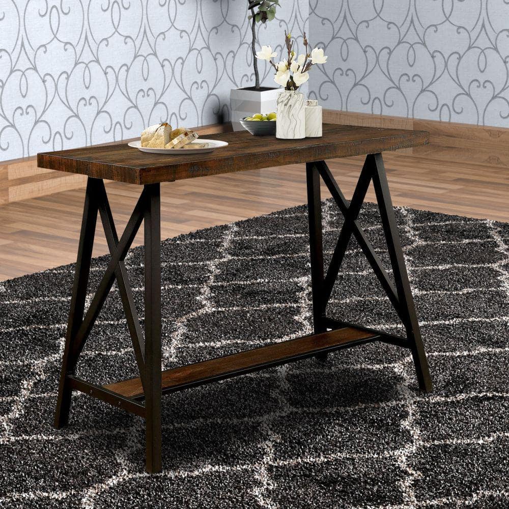 Industrial Black and Brown Wood Counter Height Table