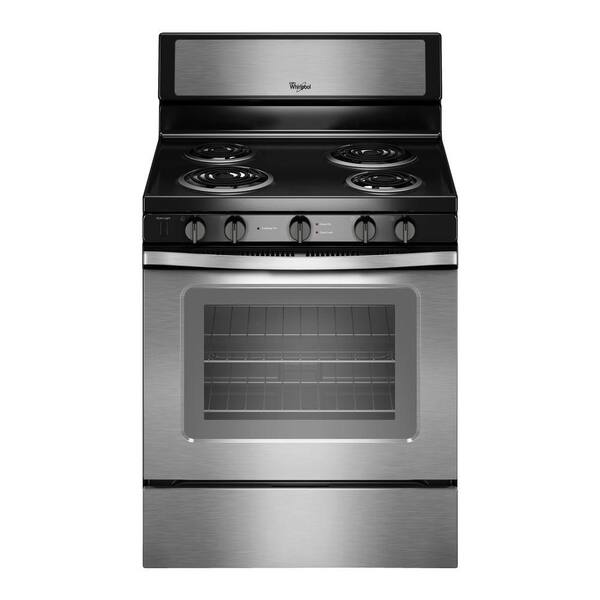 Whirlpool 30 in. 4.8 cu. ft. Electric Range with High-Heat Self-Cleaning Oven in Stainless Steel