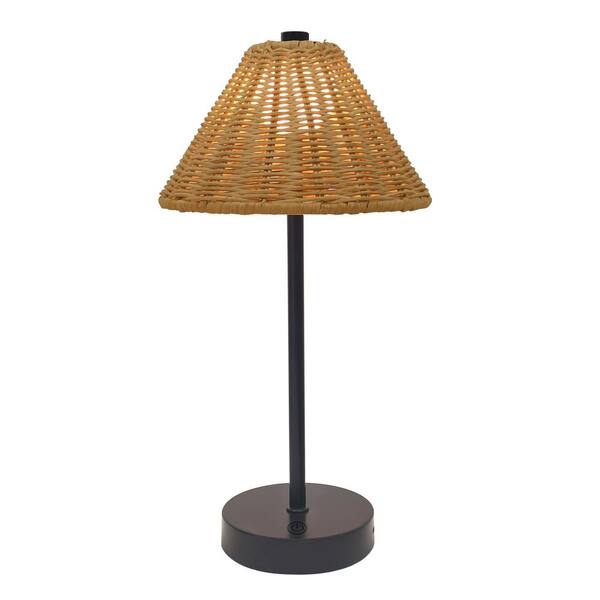 Boho Rattan Table Lamp Cordless Boho Wicker Desk Lamp Rechargeable Bamboo Night Light With 3 Light Color & Touch Control For Bedroom, Living Room, Nursery, Farmhouse (Brown