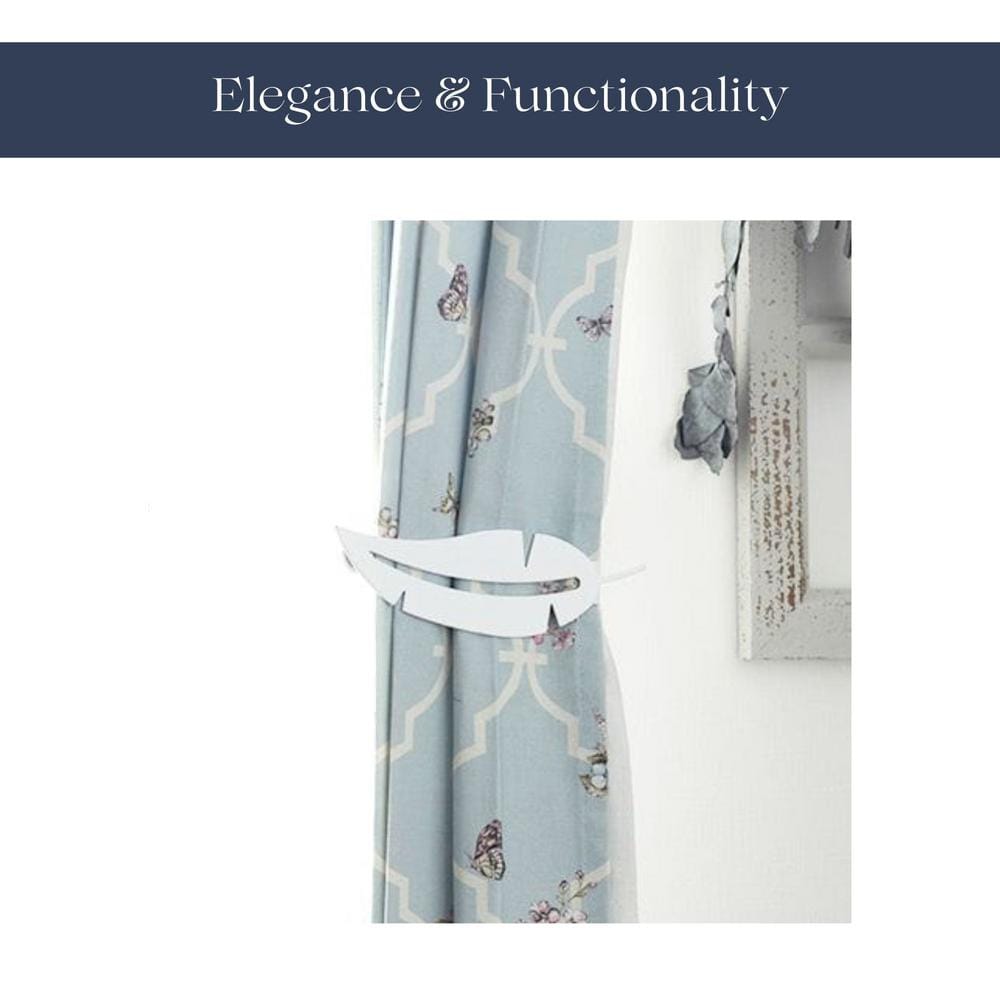 White Metal Feather Magnetic Curtain Tiebacks (Set of 2)