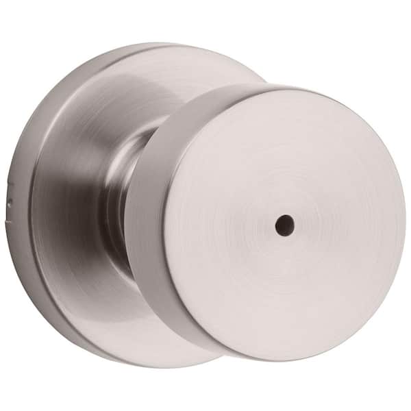 Kwikset Pismo Round Satin Nickel Bed/Bath Door Knob Featuring Microban Antimicrobial Technology with Lock