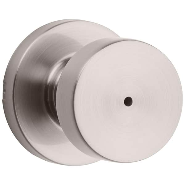 Kwikset Pismo Round Satin Nickel Bed/Bath Door Knob Featuring Microban  Antimicrobial Technology with Lock 730PSKRDT15CP - The Home Depot