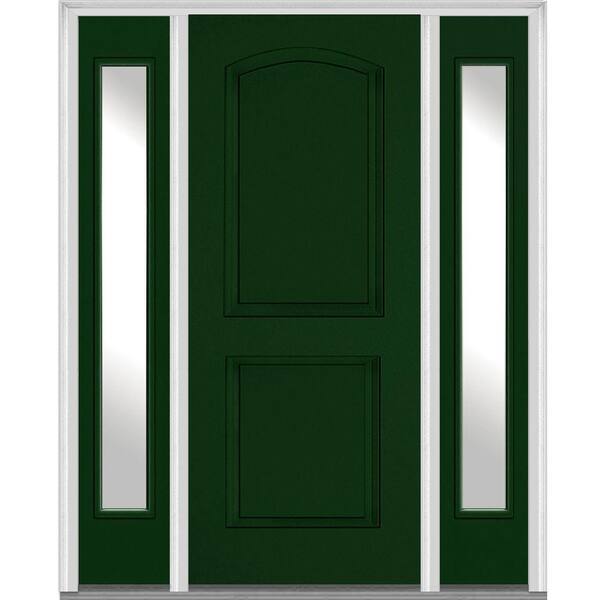 MMI Door 68.5 in. x 81.75 in. 2 Panel Archtop Painted Fiberglass Smooth Exterior Door with Sidelites