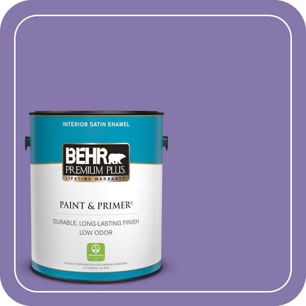 BEHR PREMIUM PLUS 1 gal. #640B-6 Grape Parfait Satin Enamel Low Odor Interior Paint & Primer