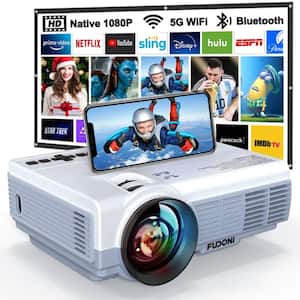 1920 x 1080 Full HD Projector, Portable Movie Projector with WiFi, Bluetooth and 9000-Lumens Compatible for SmartPhone
