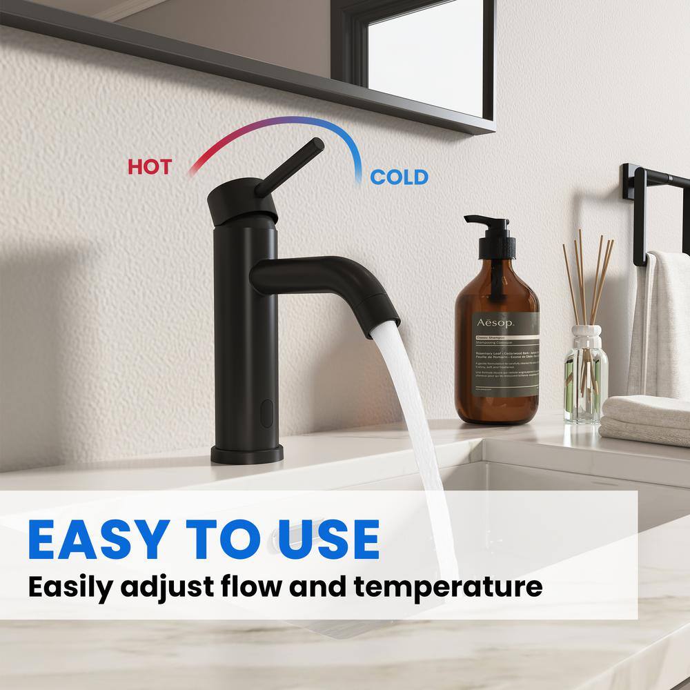 Matte Black Stainless Steel Touchless Bathroom Sink Faucet