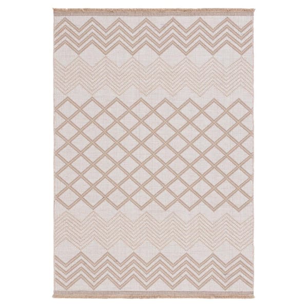 SAFAVIEH Aspect Ivory/Natural 4 ft. x 6 ft. Striped Chevron Trellis Area Rug