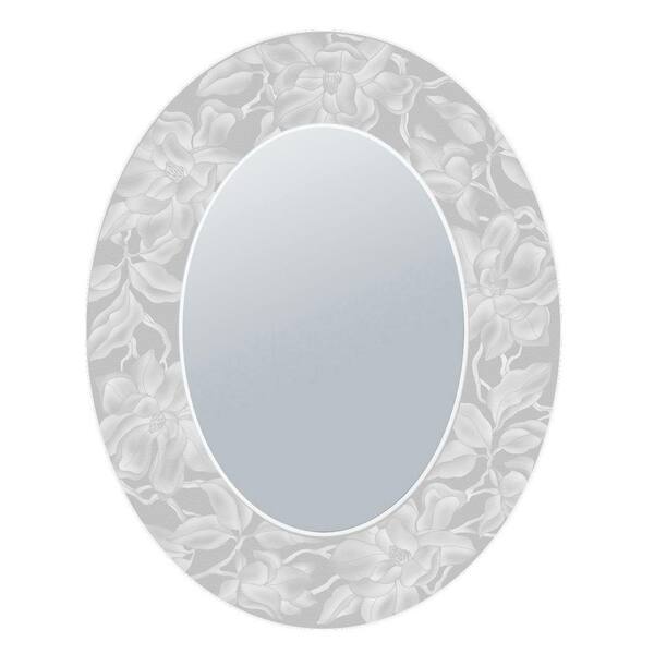 Deco Mirror 23 in. x 29 in. Etched Magnolia Oval Mirror