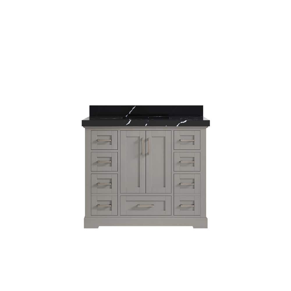 Boston 42 in. W x 22 in. D x 36 in. H Single Sink Bath Vanity in Elephant Gray with 2 in. Calacatta Black Top price history on PriceWatchPro