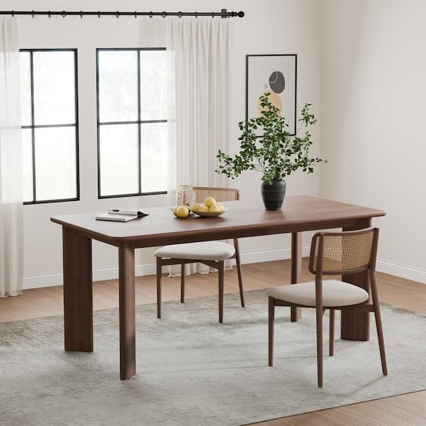 Dovelina George Modern Rectangle Walnut Oak Wood Top 67 in. 4 Legs Dining Table Seats 6