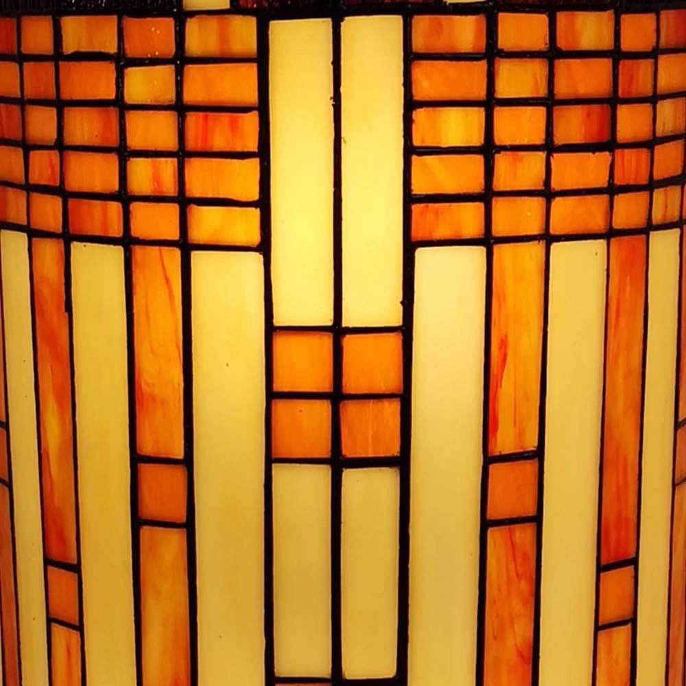 Tiffany Style Brown and Yellow Geometric Stained Glass Wall Sconce