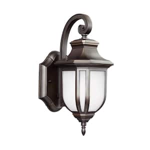 Childress 12.625 in. 1-Light Antique Bronze Outdoor Wall Lantern Sconce