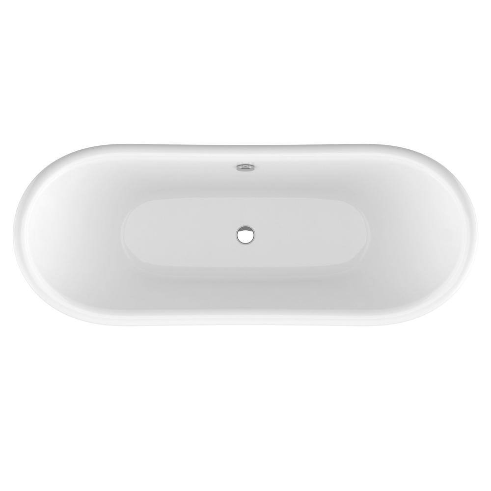 Belissima 69'' White Acrylic Clawfoot Freestanding Bathtub