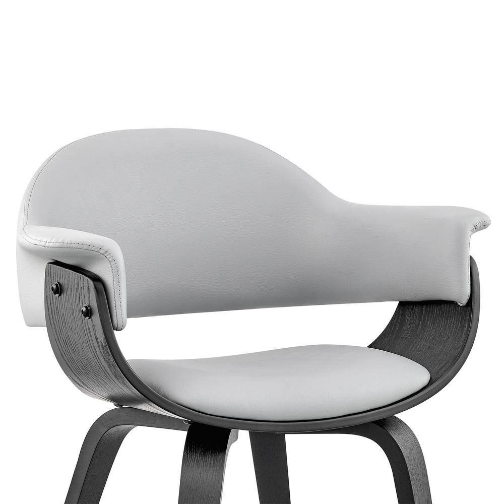 Contemporary Gray Faux Leather Arm Chair with Black Wood Frame