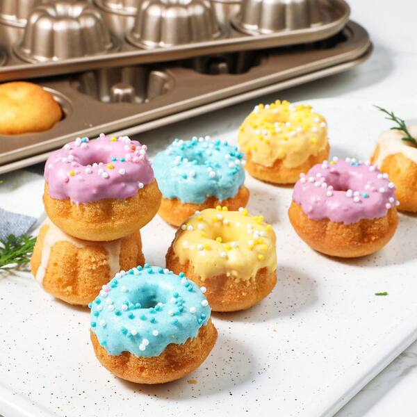 1.8 in. Mini Fluted Tube Cake Pan, 24-Cup Nonstick Bite Size Bundtini Mold, Heavy Gauge Carbon Steel, Set of 2