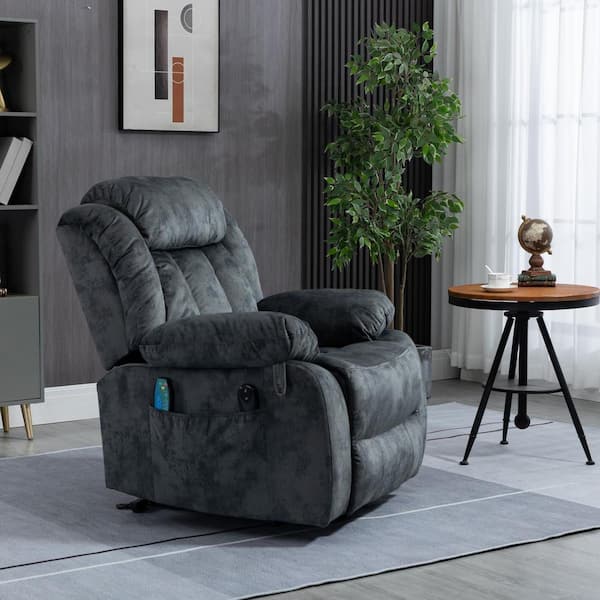 J&E Home Blue Polyester Fabric Power Lift Chair with Massage Function