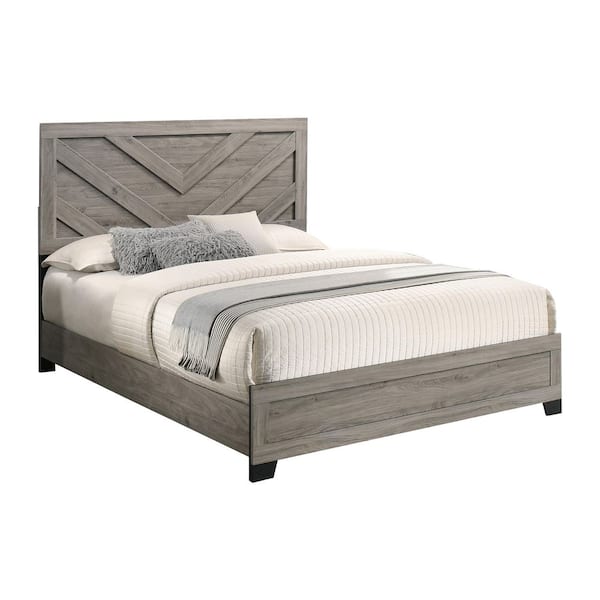 Ararat Light Gray Color Wood Frame Queen Panel Bed