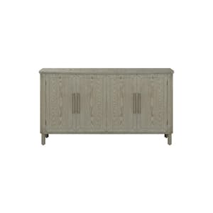 59.8 in. W x 16.6 in. D x 32.3 in. H Antique Gray Linen Cabinet 4 Door Storage Cabinet With Curved Countertop