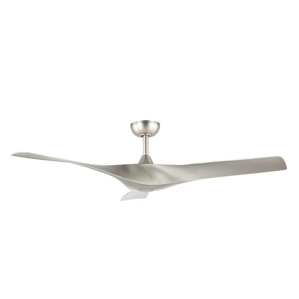 WINGBO 52 in. IndoorDC Ceiling Fan without Lights, Brushed Nickel Ceiling fan with Remote