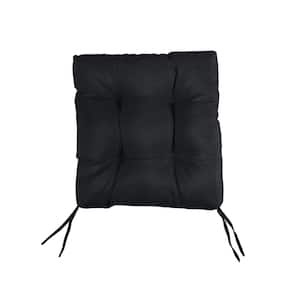 Black Tufted Chair Cushion Square Back 16 x 16 x 3