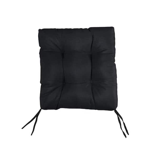 SORRA HOME Black Tufted Chair Cushion Square Back 16 x 16 x 3