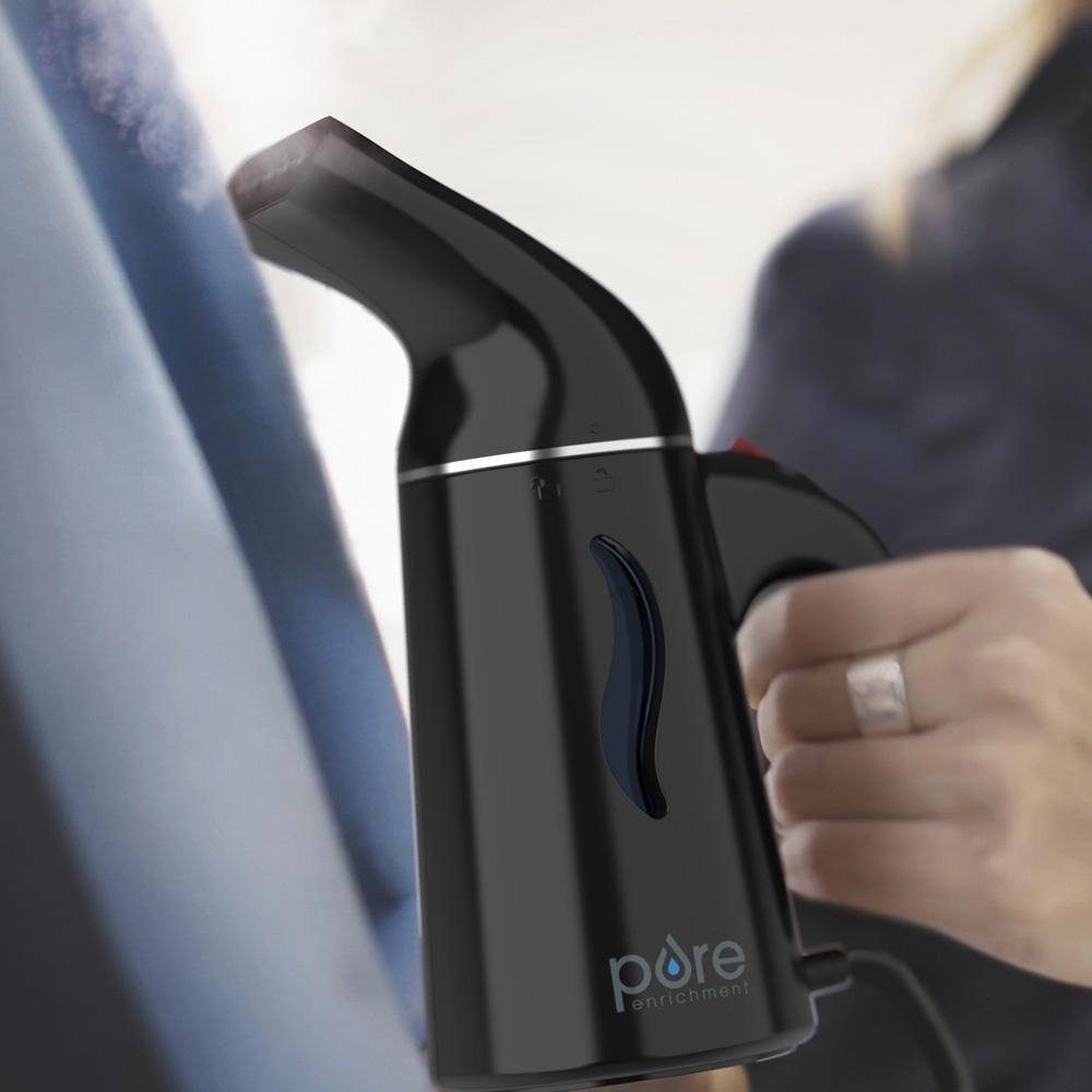 PureSteam Black Portable Fabric Steamer with Ergonomic Handle