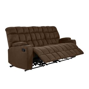 3-Seat Dark Brown Microfiber Wall Hugger Storage Reclining Sofa